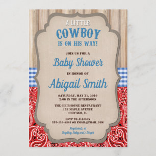 Babydusche Bandana blaues Rot des Cowboy-Westerns Einladung