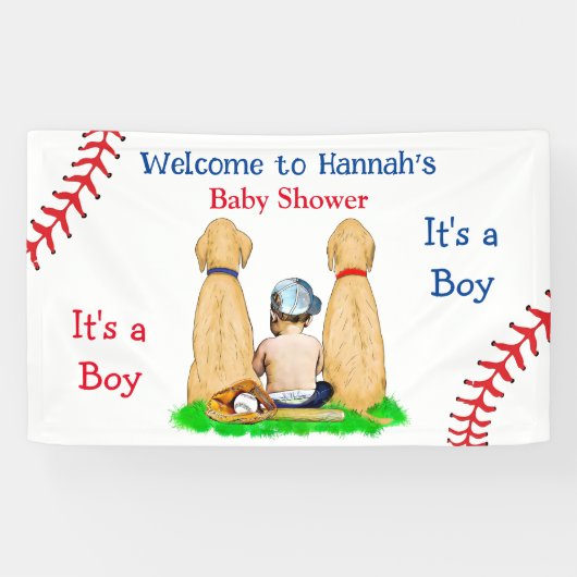 Babydusche Baseball 2 Labradore und Baby Banner (Horizontal)