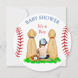 Babydusche Baseball 2 Labradore und Baby Einladung