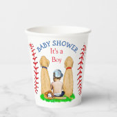 Babydusche Baseball 2 Labradore und Baby Pappbecher (Vorderseite)