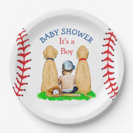 Babydusche Baseball 2 Labradore und Baby Pappteller