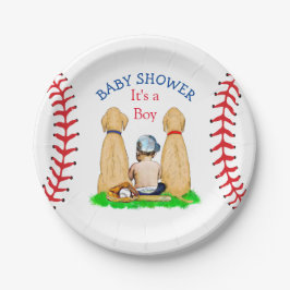 Babydusche Baseball 2 Labradore und Baby Pappteller