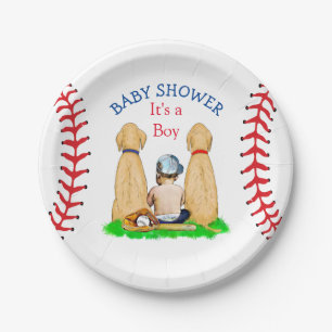 Babydusche Baseball 2 Labradore und Baby Pappteller