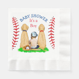 Babydusche Baseball 2 Labradore und Baby Serviette