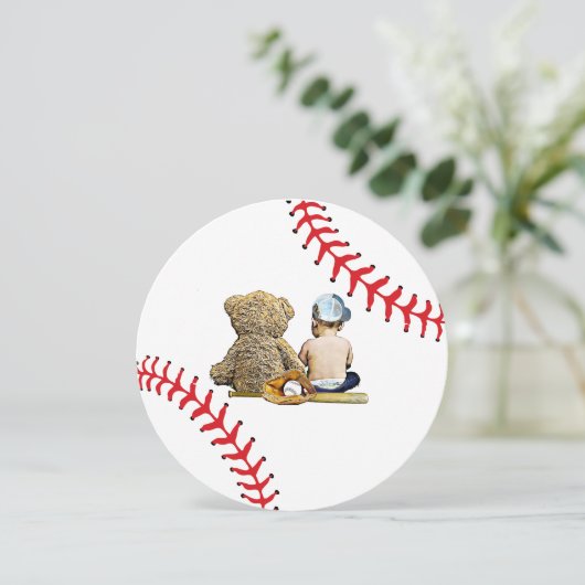Babydusche Baseball als Einladung (Stehend Vorderseite)