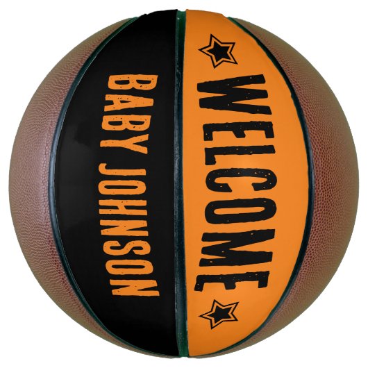 Babydusche Basketball WillkommensAutogramm Keepake (Vertikal)