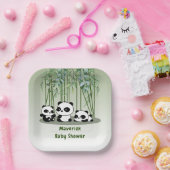 Babydusche Bear Greenery Bamboo Pappteller (Party)