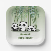 Babydusche Bear Greenery Bamboo Pappteller (Vorderseite)