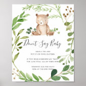 Babydusche Bear Say Baby Sign nicht Poster (Vorne)