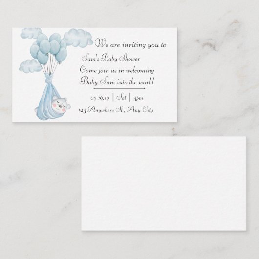 Babydusche Begleitkarte (Vorne/Hinten)