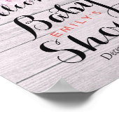 Babydusche Begrüßung Aquarell Flor Rustikales Holz Poster (Ecke)