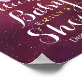 Babydusche Begrüßung Blumenfedern Burgundy Red Poster (Ecke)