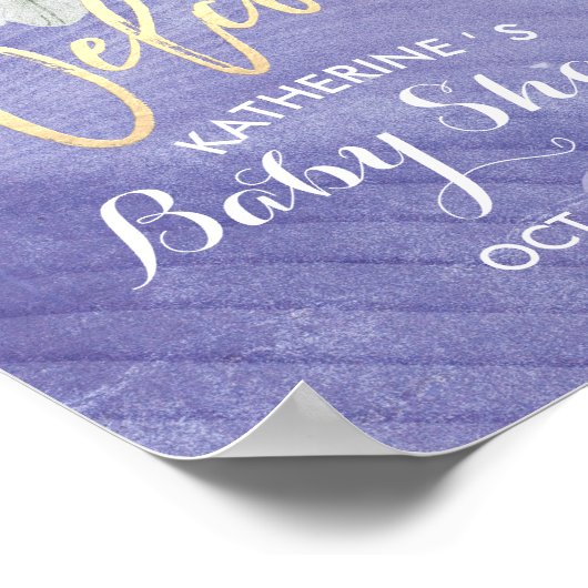 Babydusche Begrüßung Boho Blume Feathers Poster (Ecke)