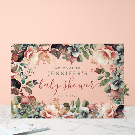 Babydusche Begrüßung Boho Garden Floral Acrylschild (Hochzeit)