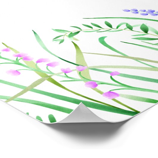 Babydusche Begrüßung Floral Lavender Tulip Grüne Poster (Ecke)