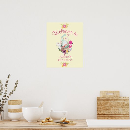 Babydusche Begrüßung Niedliche Tiere und Blume Poster (Küche)