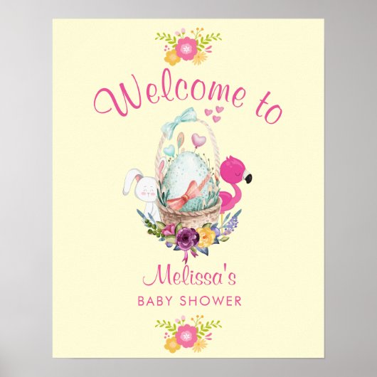 Babydusche Begrüßung Niedliche Tiere und Blume Poster (Vorne)