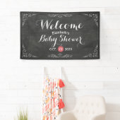 Babydusche Begrüßung Schwarz-weiße Blume Halbpensi Banner (Insitu)
