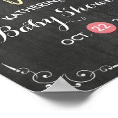 Babydusche Begrüßung Schwarz-weiße Blumenkhalkappe Poster (Ecke)