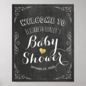 Babydusche Begrüßung Schwarz-weiße Blumenkhalkappe Poster (Vorne)