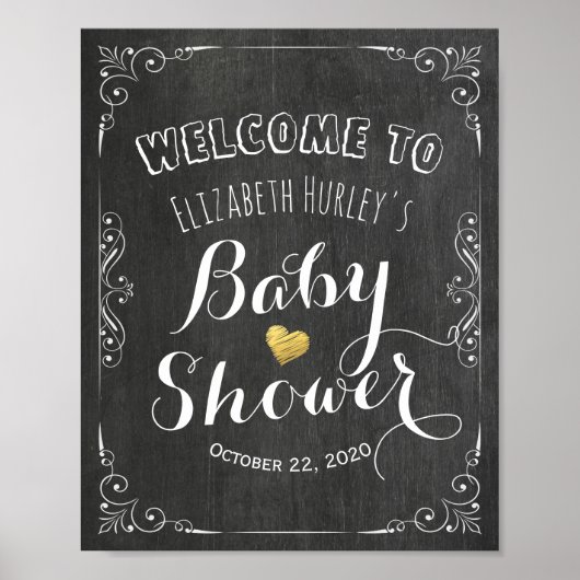 Babydusche Begrüßung Schwarz-weiße Blumenkhalkappe Poster (Vorne)