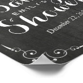 Babydusche Begrüßung Schwarz-weiße Blumenkhalkappe Poster (Ecke)