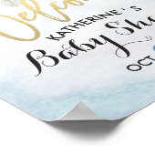 Babydusche Begrüßung Wasserfarbe Boho Blume Feathe Poster (Ecke)