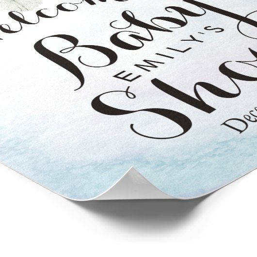 Babydusche Begrüßung Wasserfarbe Boho Blume Feathe Poster (Ecke)