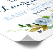 Babydusche Begrüßungsschild, blau Poster (Ecke)