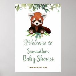 Babydusche Begrüßungssignatur Niedlicher Panda-Bär Poster
