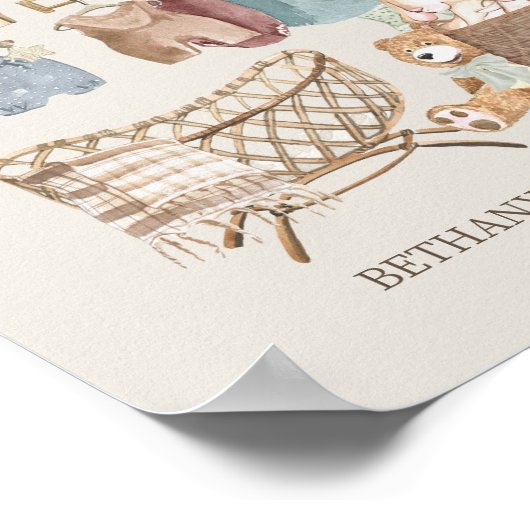 Babydusche Begrüßungsthema Boho Kinderzimmer Poster (Ecke)