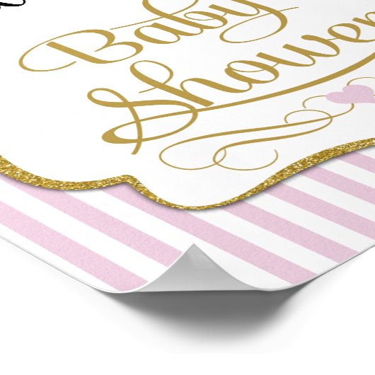 Babydusche Begrüßungszeichen Rosa Gold Elegant Poster (Ecke)