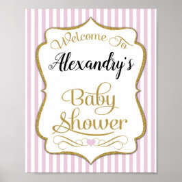 Babydusche Begrüßungszeichen Rosa Gold Elegant Poster