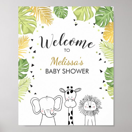 Babydusche Begrüßungszoo Safari Jungle Wild Poster (Vorne)
