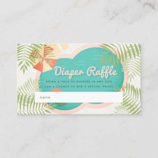 Babydusche Beige-Windeln Raffle Ticket Begleitkarte (Vorderseite)