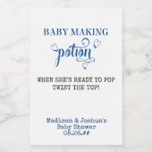 Babydusche bevorzugt Baby Maaking Potion Blue Mini Weinetikett (Einzelnes Label)