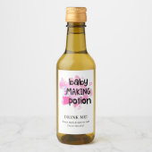 Babydusche bevorzugt Baby Maaking Potion Rosa Herz Weinetikett (Vorderseite)