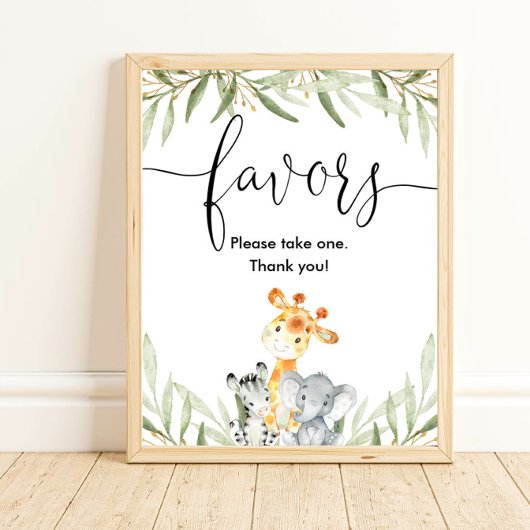 Babydusche bevorzugt Safaritiere Grünpflanzen Poster