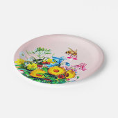 Babydusche Bienen Rosa Schnuller Pappteller (Schrägansicht)