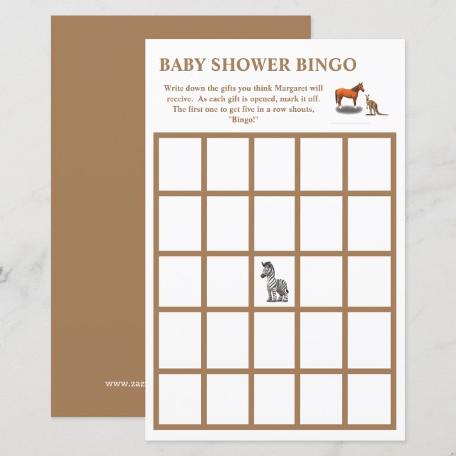 Babydusche Bingo (Vorne/Hinten)