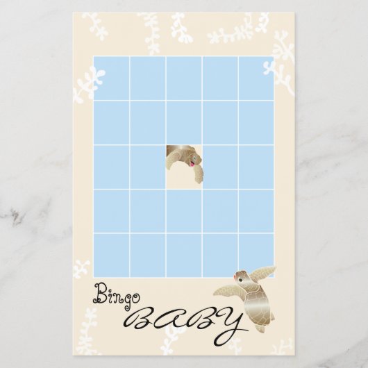 Babydusche BINGO "Blue/Cream Turtle" Flyer (Vorne)