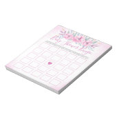 Babydusche Bingo Blush Pink Blume Wasserfarbe Notizblock (Rotiert)