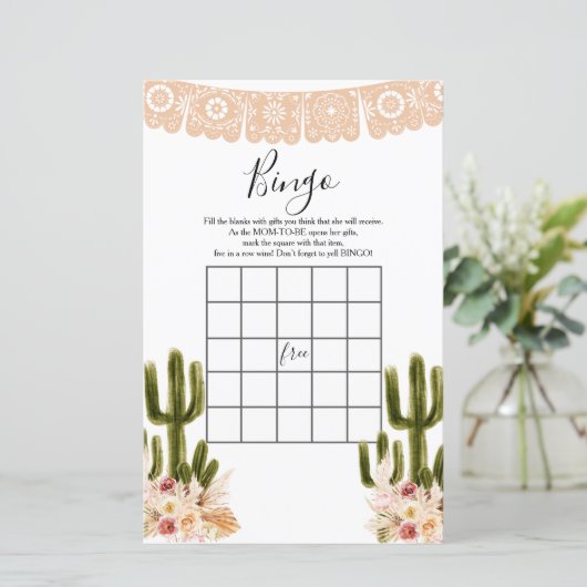 Babydusche Bingo Boho Cactus Taco 'bout Liebe (Stehend Vorderseite)