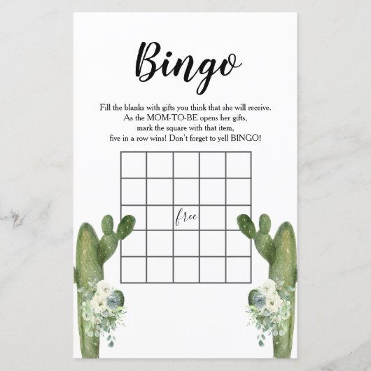 Babydusche Bingo Cactus Floral Taco 'bout Liebe (Vorderseite)