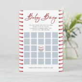 Babydusche Bingo Card | Baseball Einladung (Stehend Vorderseite)