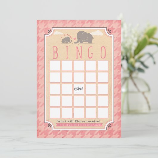Babydusche Bingo Cards Einladung (Stehend Vorderseite)