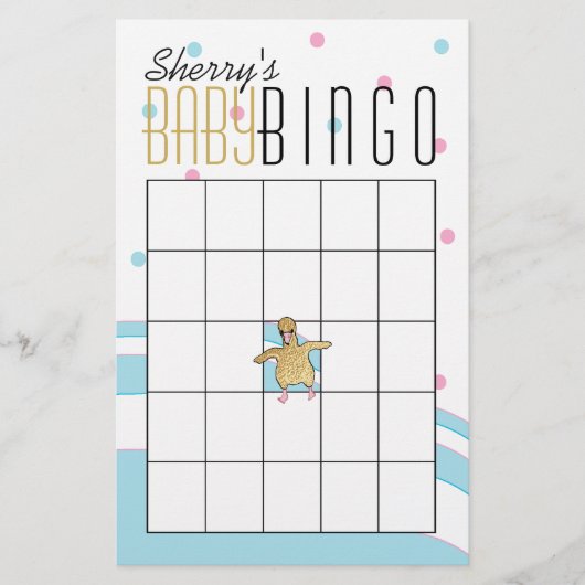 Babydusche BINGO "Flamingo Mommy & Baby" Flyer (Vorne)