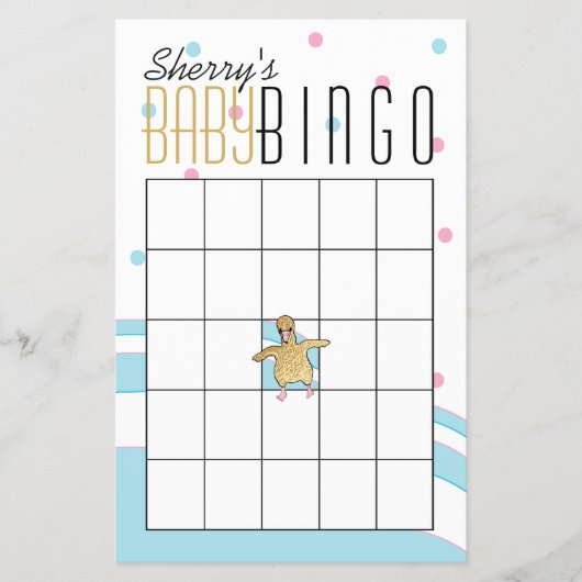 Babydusche BINGO "Flamingo Mommy & Baby" Flyer (Vorne)