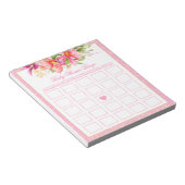 Babydusche Bingo Game Chic Blume Bouquet Pink Notizblock (angewinkelt)