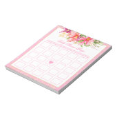 Babydusche Bingo Game Chic Blume Bouquet Pink Notizblock (Rotiert)